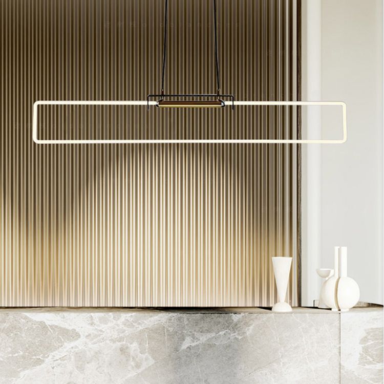 Modern Style Rectangle Pendant Light Metal One Light Pendant Light Fixture