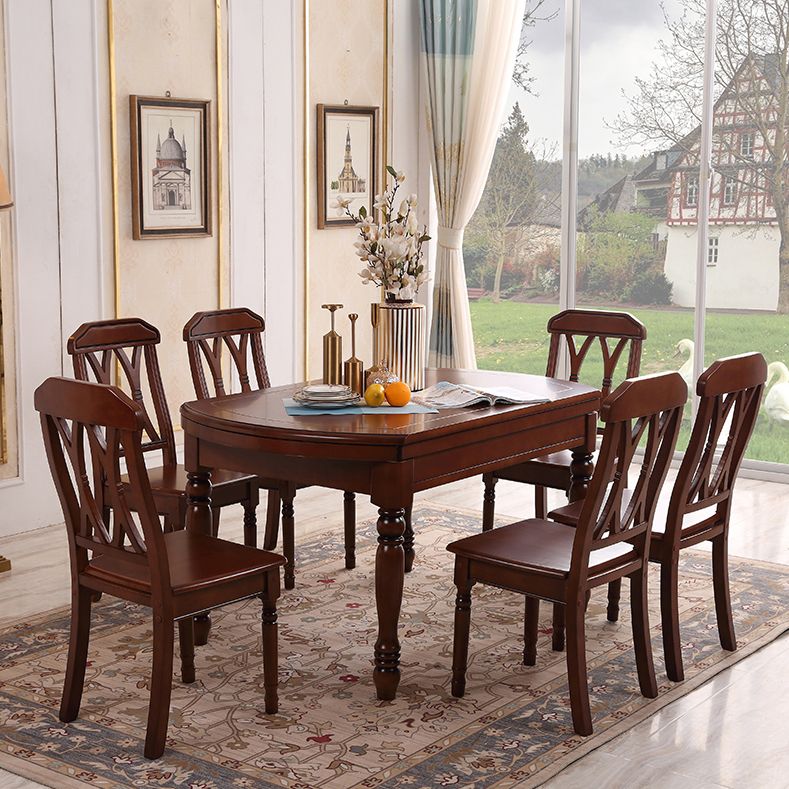 Modern Solid Wood Extendable Table Standard Brown Dining Table for Kitchen