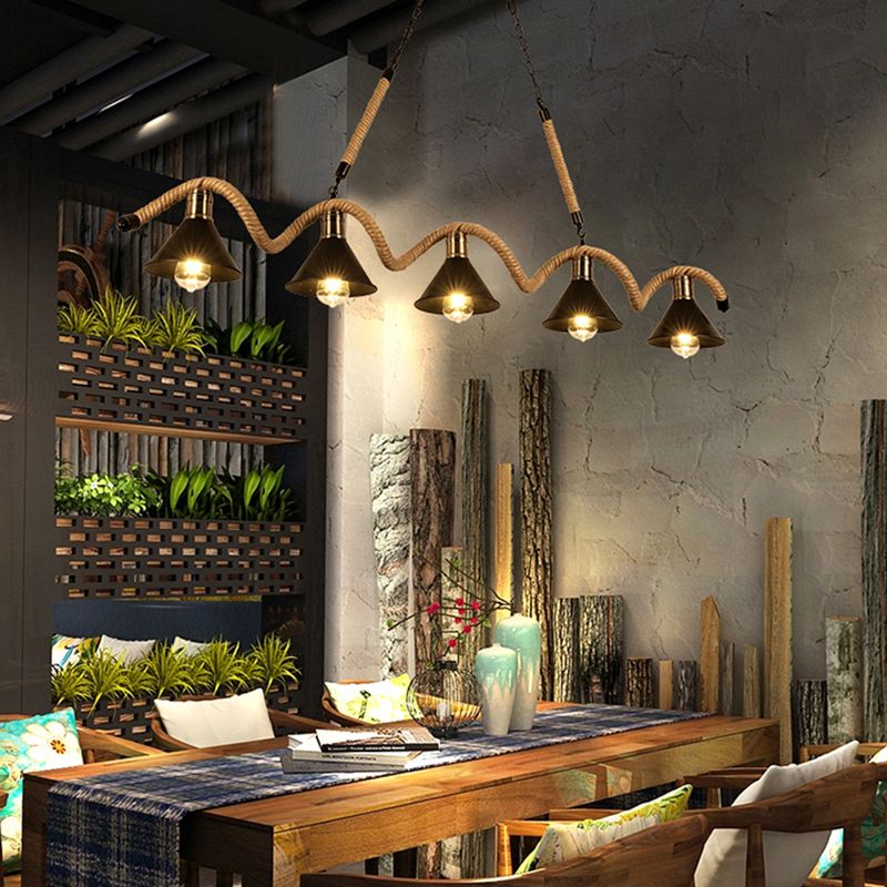 Industrial Pendant Lighting Rope Island Light Fixtures for Restaurant