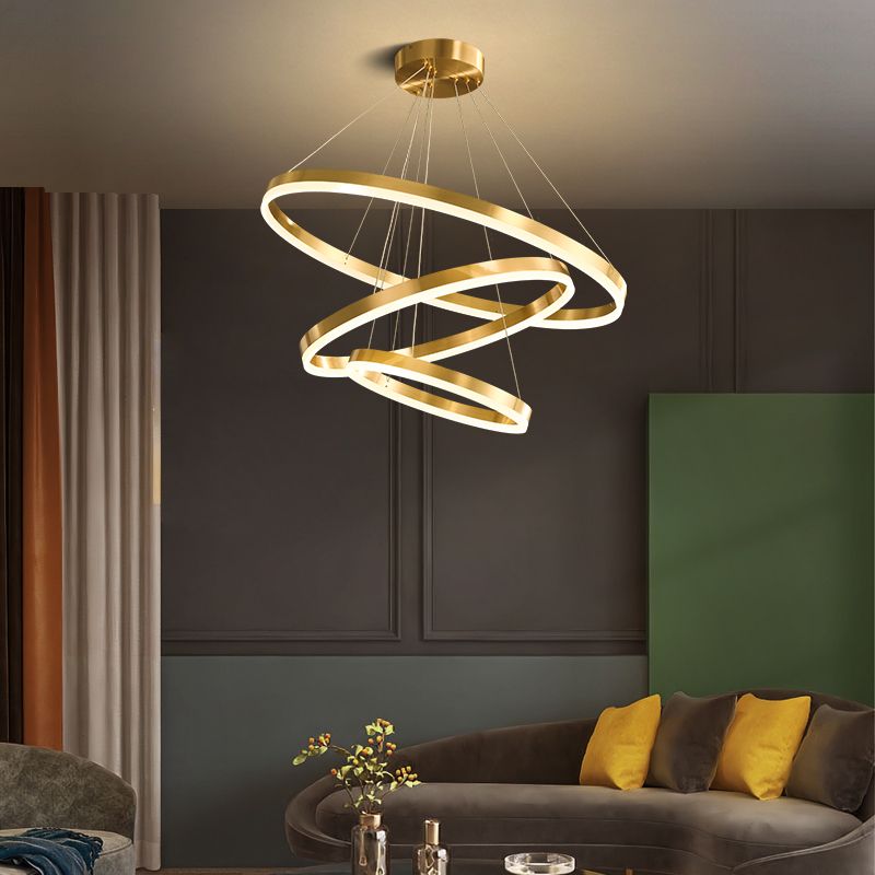 Nuevos accesorios de lámparas de lámpara de araña de oro modernas Luce de colgantes acrílico para sala de estar