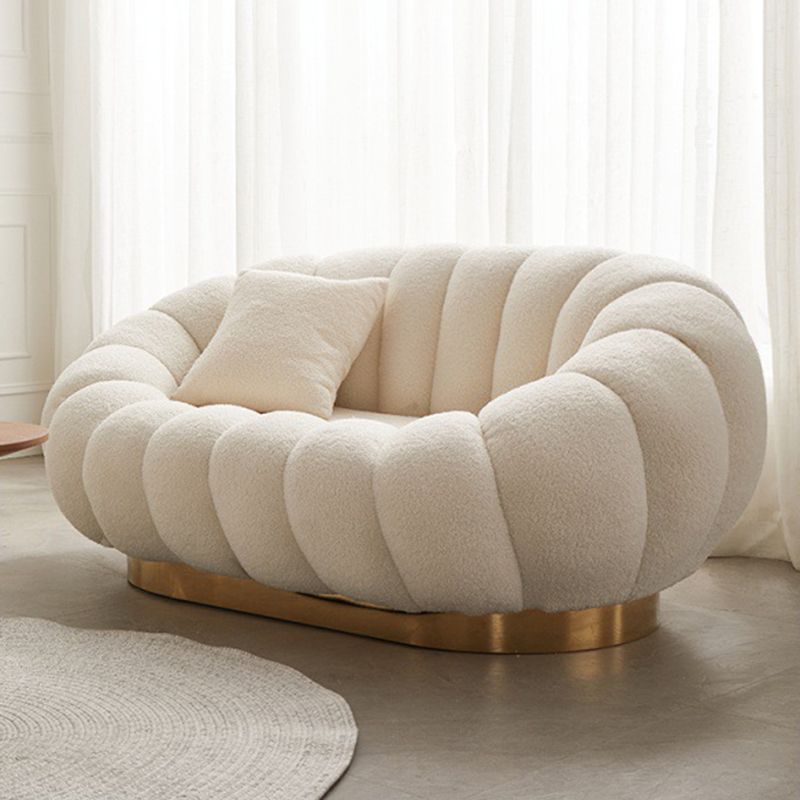 2 Seater 27.5"H Microfiber / Lamb Fleece Sloped Arm Sofa for Living Room