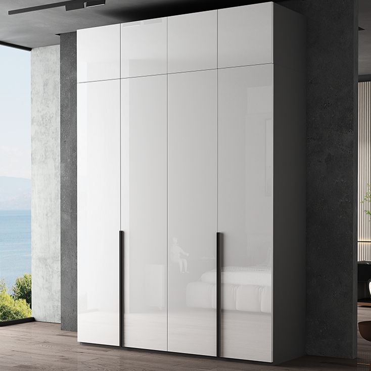 Modern Mirrored Finish Wardrobe Cabinet Engineered Wood and Solid Wood Wardrobe