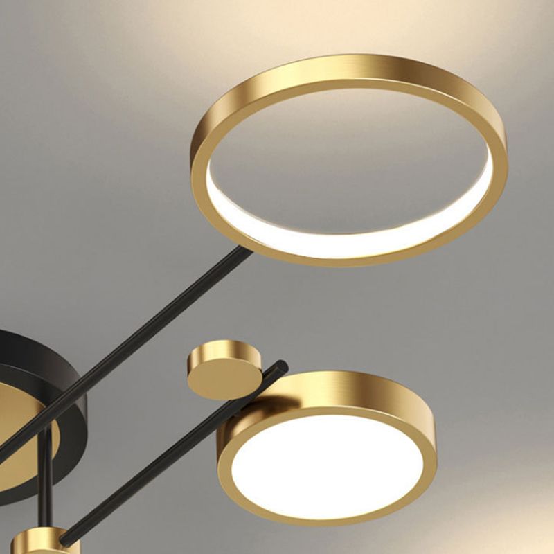 LED POSTERNO LIGHT LIGHT ANILLO NEGRO Y GOLDO SEMI FLUSH LIGHTIVE PARA SALA