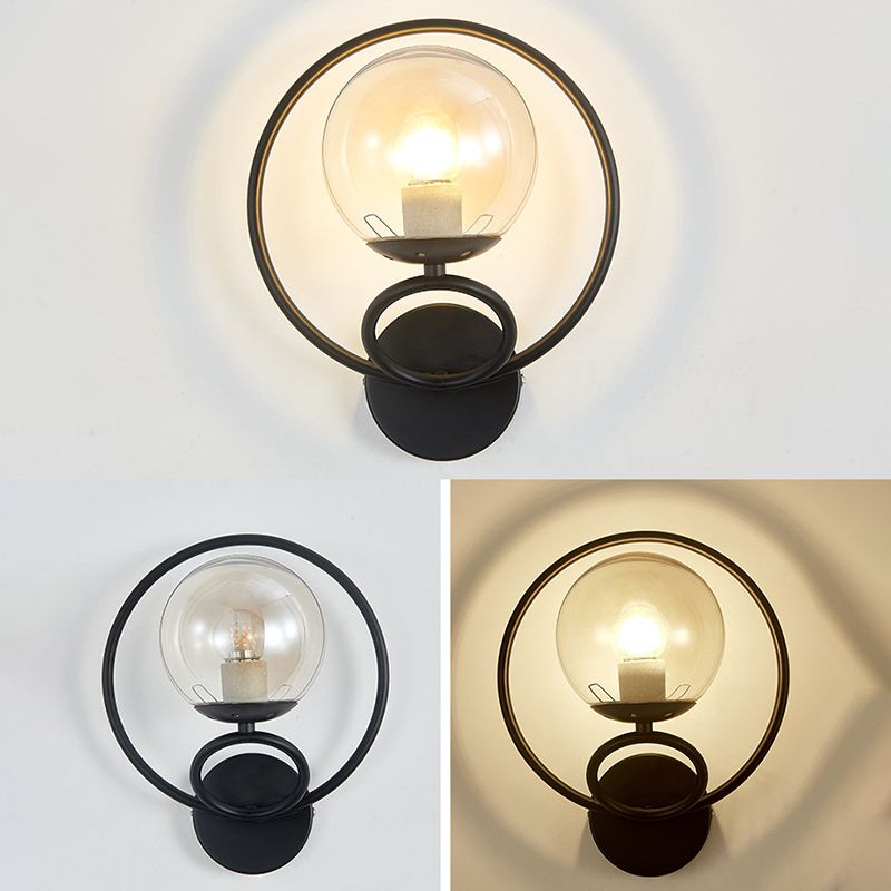 Modernism Wall Sconce Spherical Glass Wall Light Fixture for Bedroom