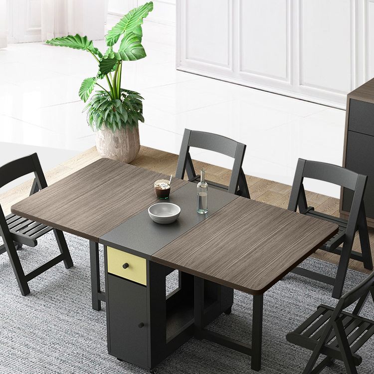 Mid-Century Dining Table Rectangle Drop-Leaf Sintered Stone Table for Home (only Table)