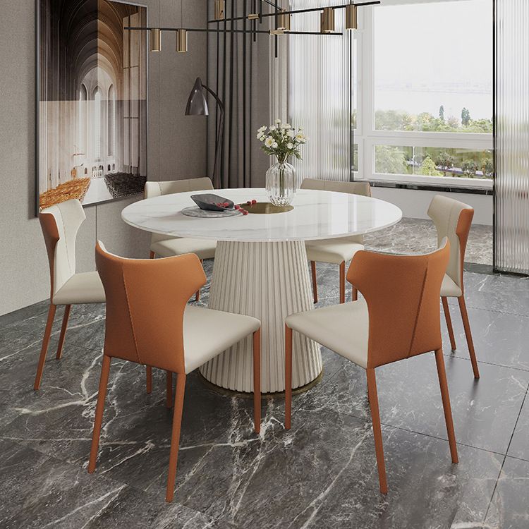 1/3/4/5/7 PCS Metal Modern Dining Room Ensemble avec une table ronde de table de base de piédestaux