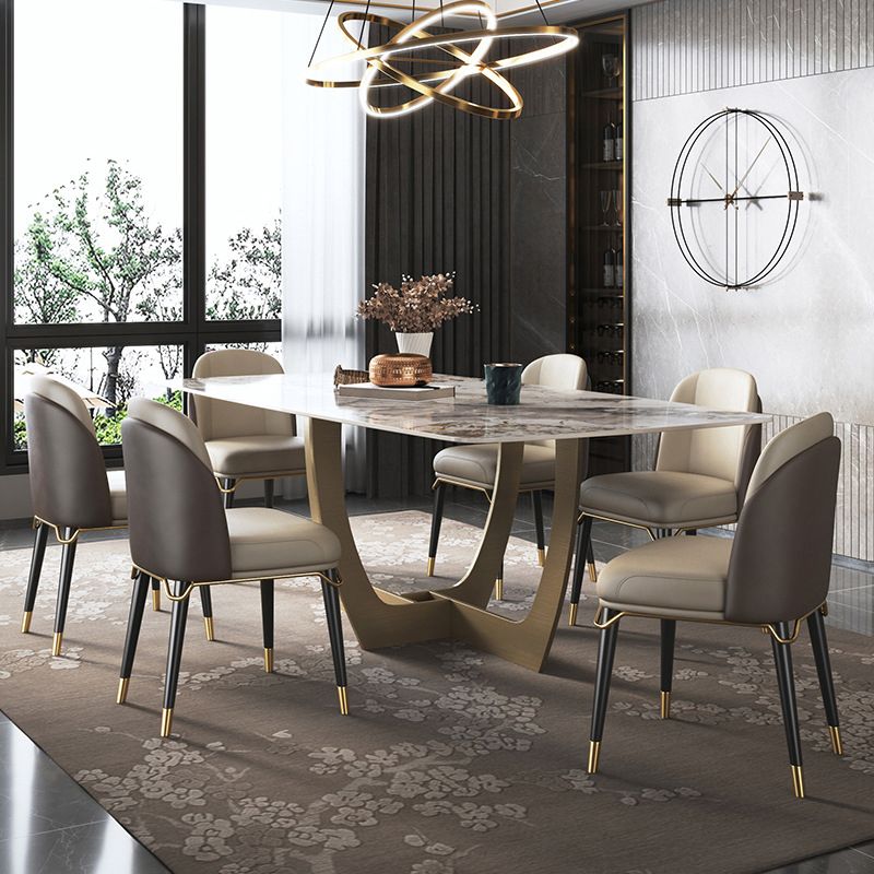 Luxurious Sintered Stone Top Dining Set Rectangle 1/4/5/6/7 Pieces Dining Table Set