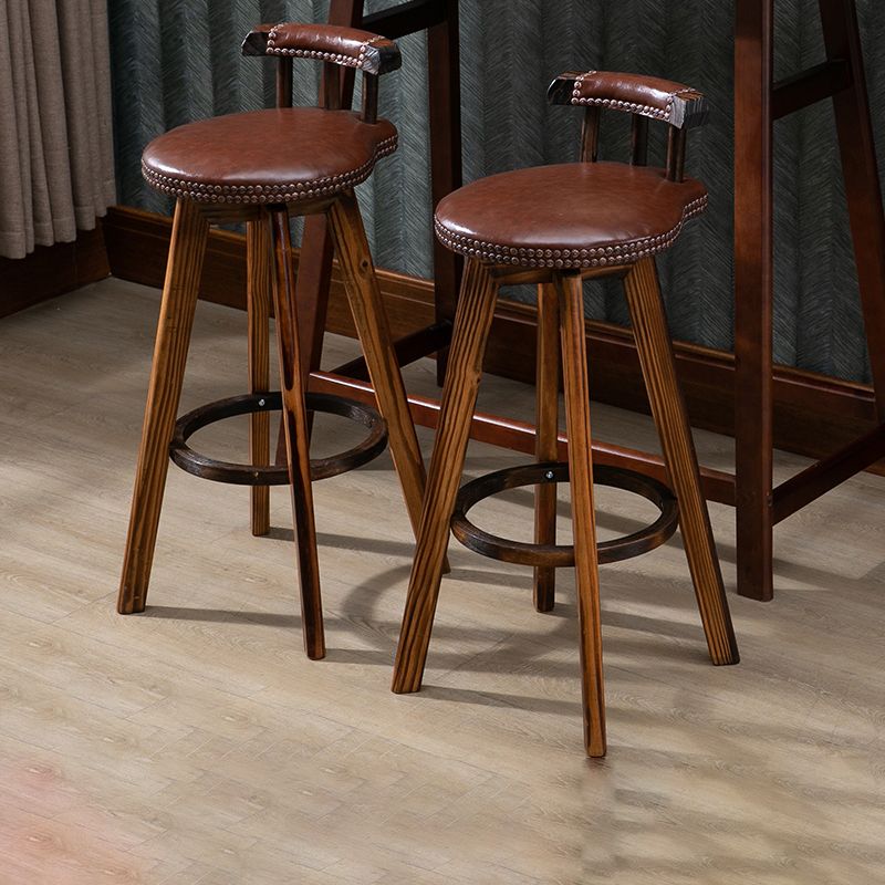 Taburetes de madera tapizados escandinavos Taburetes de bar con respaldo bajo