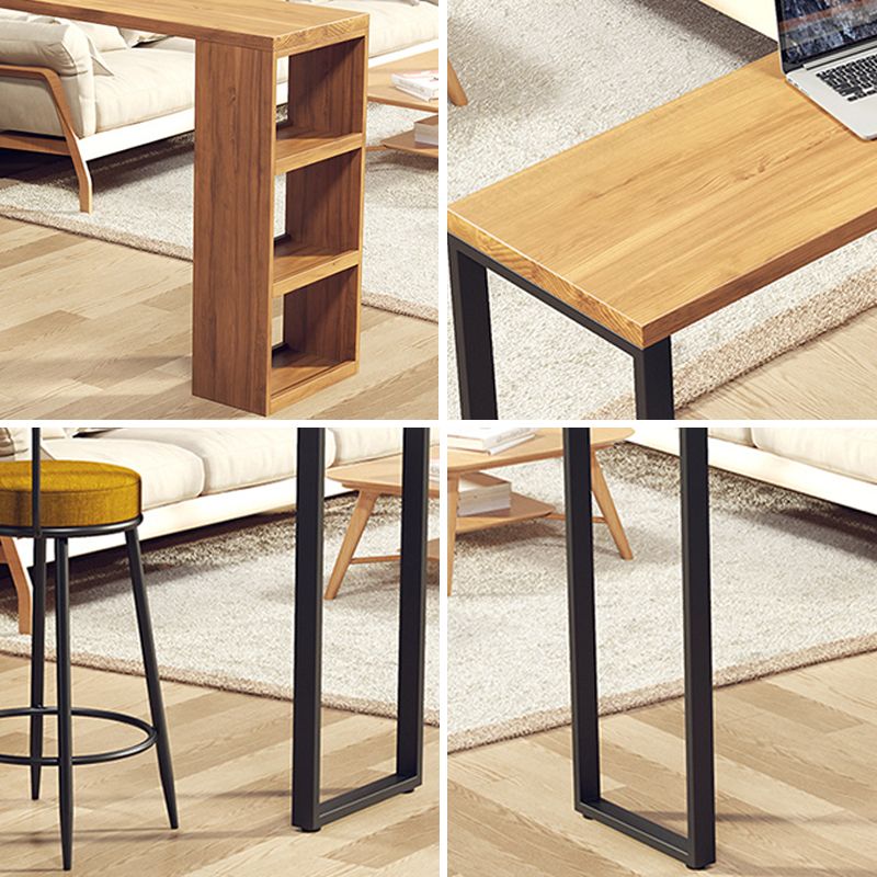 Solid Wood Bar Stool Table Industrial Style Bar Dining Table with Storage