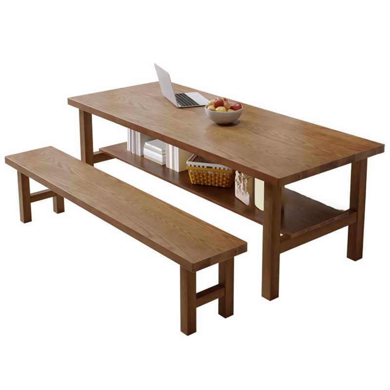Simplicity Dinette Table Solid Wood Rectangle Dining Room Table in Brown