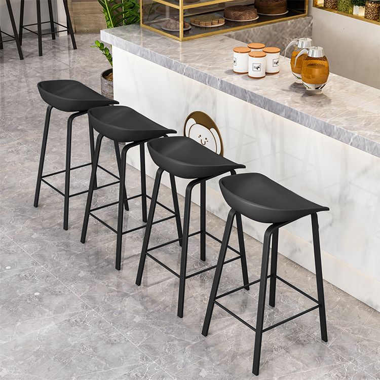 Modern Backrest Armless Counter Stool Iron Cafe Bar Stool with Pedal and Acrylic Seat