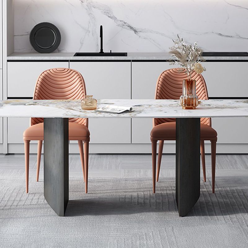 Metal Traditional Luxury Rectangle Table Sintered Stone Top Indoor Table for Home