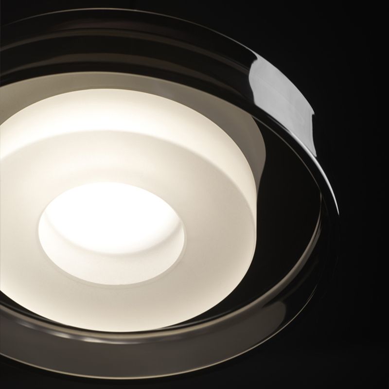 Metal and Glass Kitchen Island Lighting in Black Modern LED Ceiling Pendant