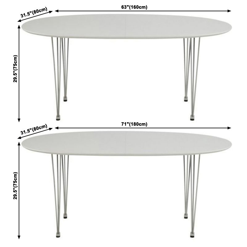 Modern White Sintered Stone Dining Table Oval Shape Standard Dining Table with 4 Legs Base