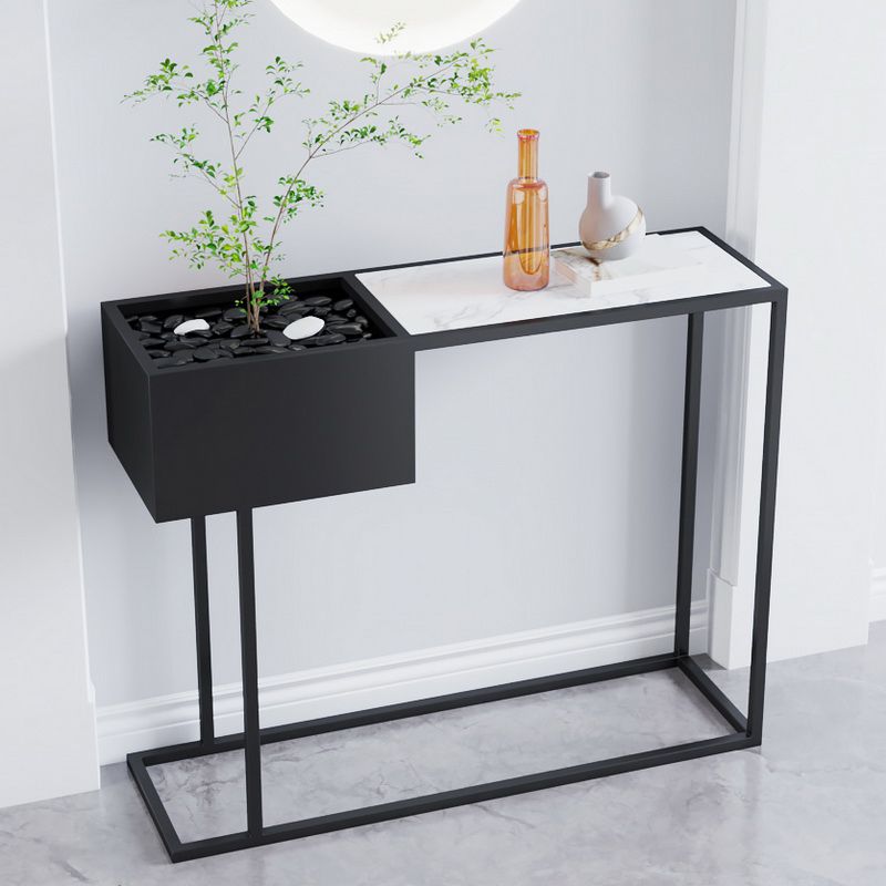 Contemporary Black Console Table Rectangle Console Sofa Table for Hall