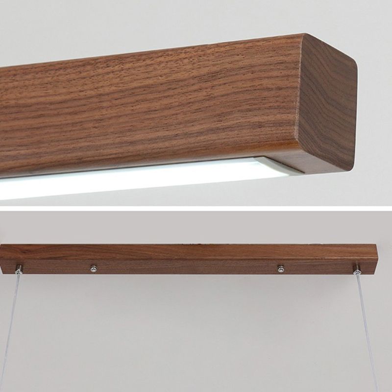 Luci a sospensione a sospensione in legno Lampade appese lineari moderne per sala da pranzo
