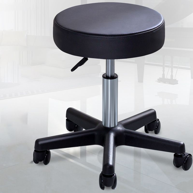 Moderner rotatierbarer Counterhocker Verstellbarer Stahlstangenhocker mit Lederkissen