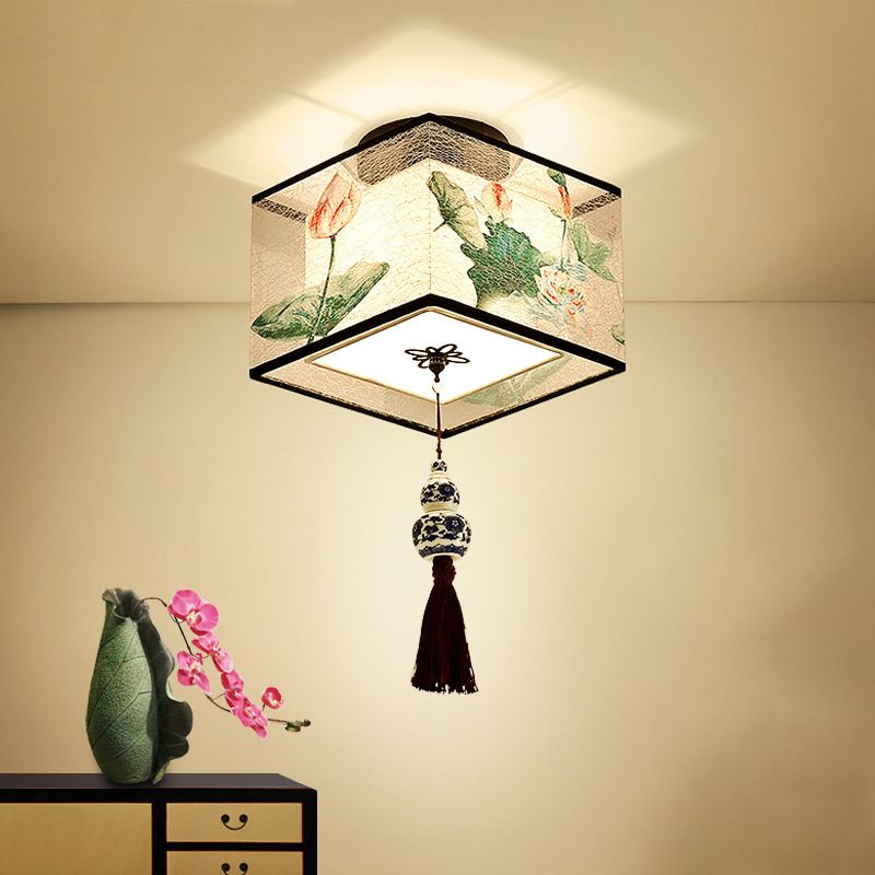 Modern Flush Mount Ceiling Light Simple Flush Mount Lamp with Fabric Shade