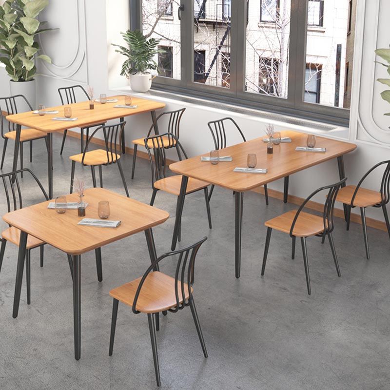 Industrial Style Natural Wood Table Metal 4 Legs Dining Table