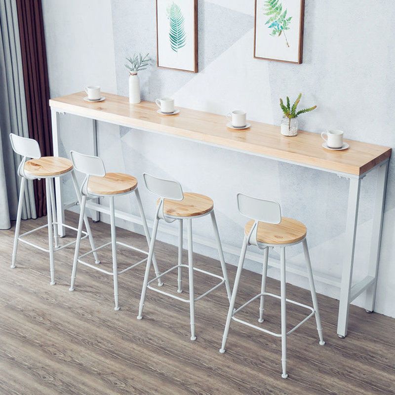 Industrial Style Rectangle Bar Table Solid Wood Fixed Bistro Bar Desk