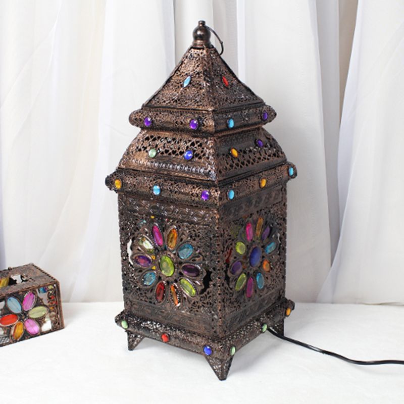 LANTERNE CHAMBRE NIGHT Table Lighting Bohemian Metal 1 Bulbe Bronze Nightstand