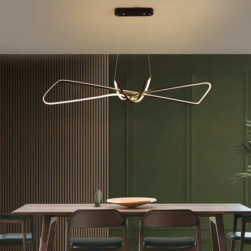 Aluminium Linear LED Pendant Light in Modern Singular Style Silica Gel Ceiling Light for Dining Room