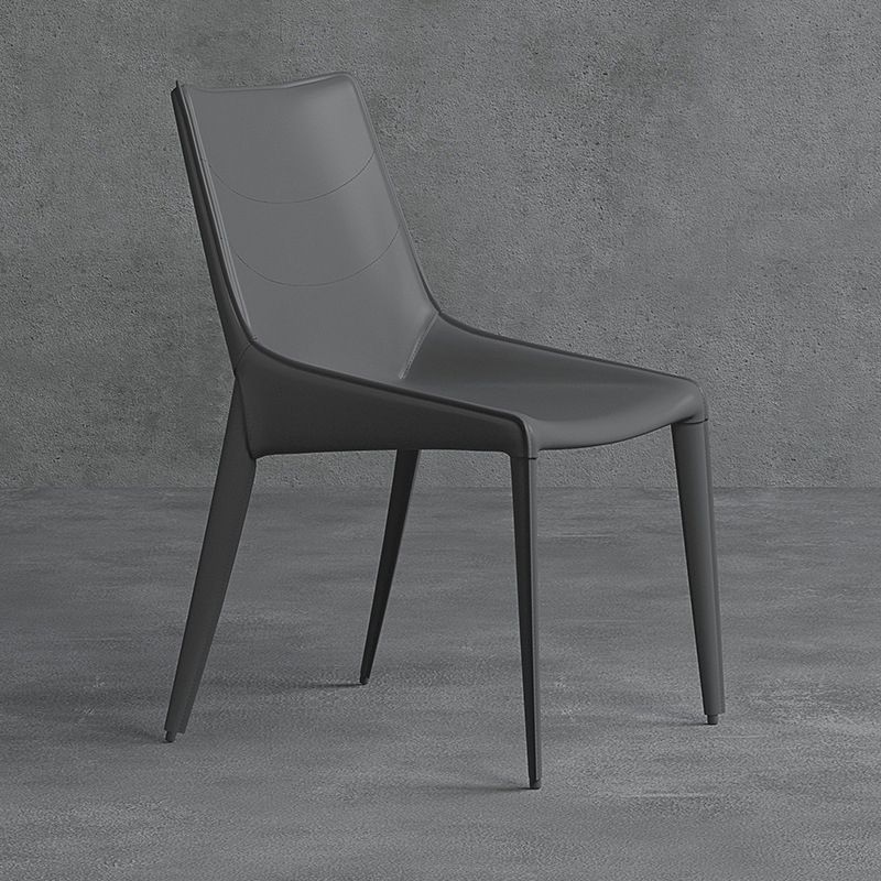 Modern Style Chair Leather Indoor Dining Side Chair with Metal Base