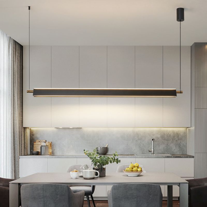 Contemporary Linear Island Lighting Fixture Simple LED Hanging Light for Dining Room