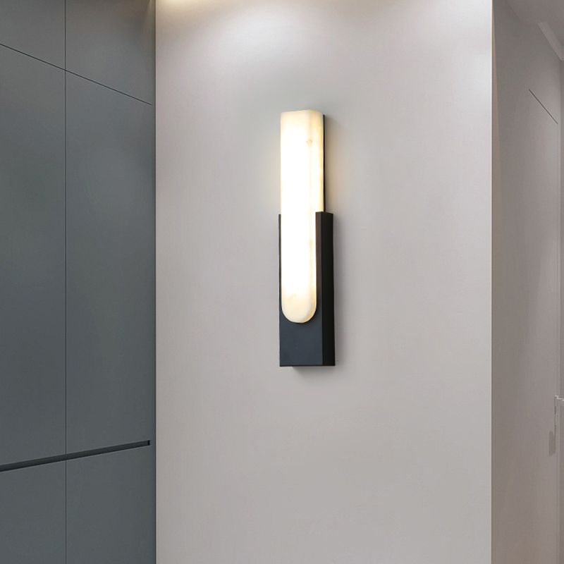 Stone Rectangular Wall Sconce Lighting Modern Style 1 Light Wall Lighting Fixtures