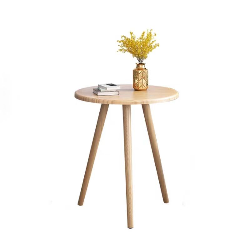 3 Legs End Table Natural/ White/ Yellow Round Wood Side End Table