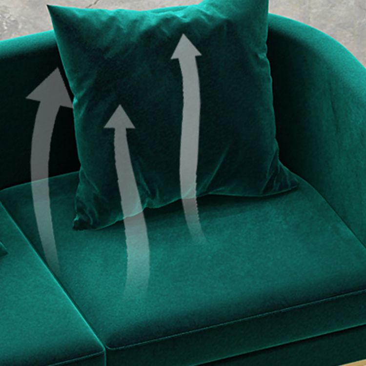 Contemporary 27.55" H Metal Frame Solid Color Velvet Tuxedo Arm Sofa