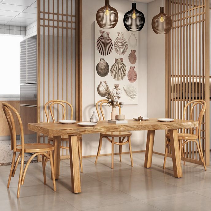 Modern 1/4/5/6 Pieces Dining Set Rectangle Pine Wood Dining Table for Dining Room