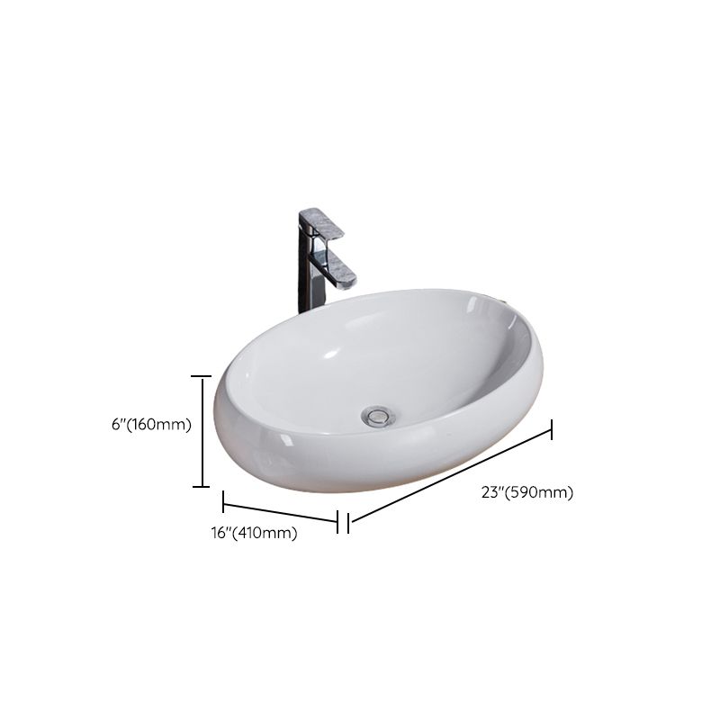 Modern Bathroom Sink Solid Color Porcelain Vessel Bathroom Sink