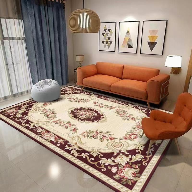 Alfombra de área azul tradicional alfombra de medallón impresa poliéster alfombra alfombra alfombra para salón para salón