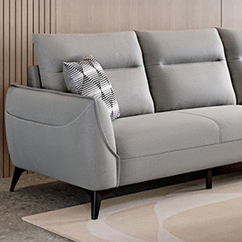 Contemporary Solid Color Sewn Pillow Back Sofa For Living Room