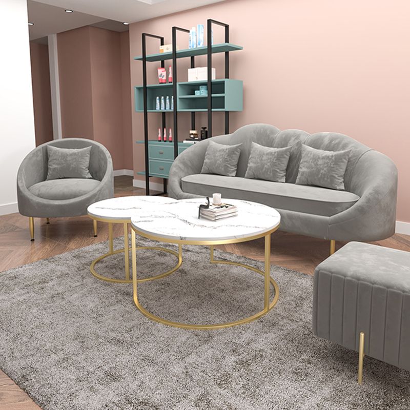 Velvet Slopped Arm Sofa Contemporary with Sewn Pillow Back for Apartment