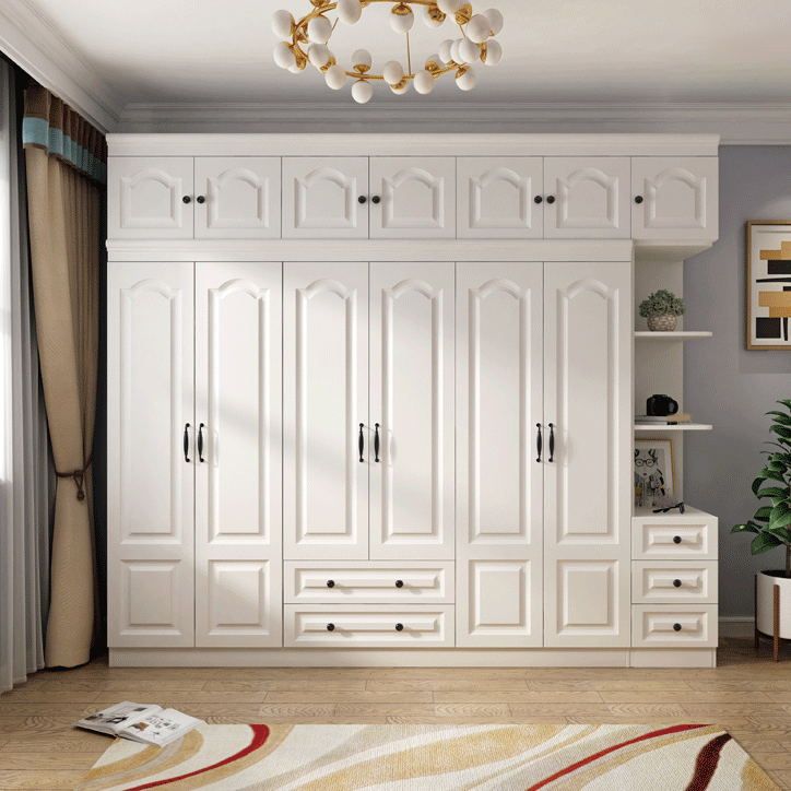 Contemporary White Wardrobe Cabinet Engineered Wood Storage Cabinet