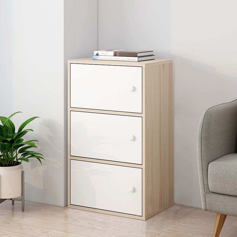 Minimalistic Rectangle Storage Cabinet with Wooden Knobs Doors
