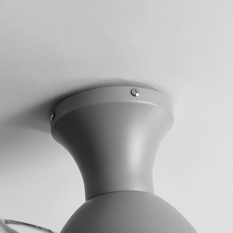 Round Metal Pendant Fan Lamp Frequency Conversion Nordic LED Semi Flush Mount Light