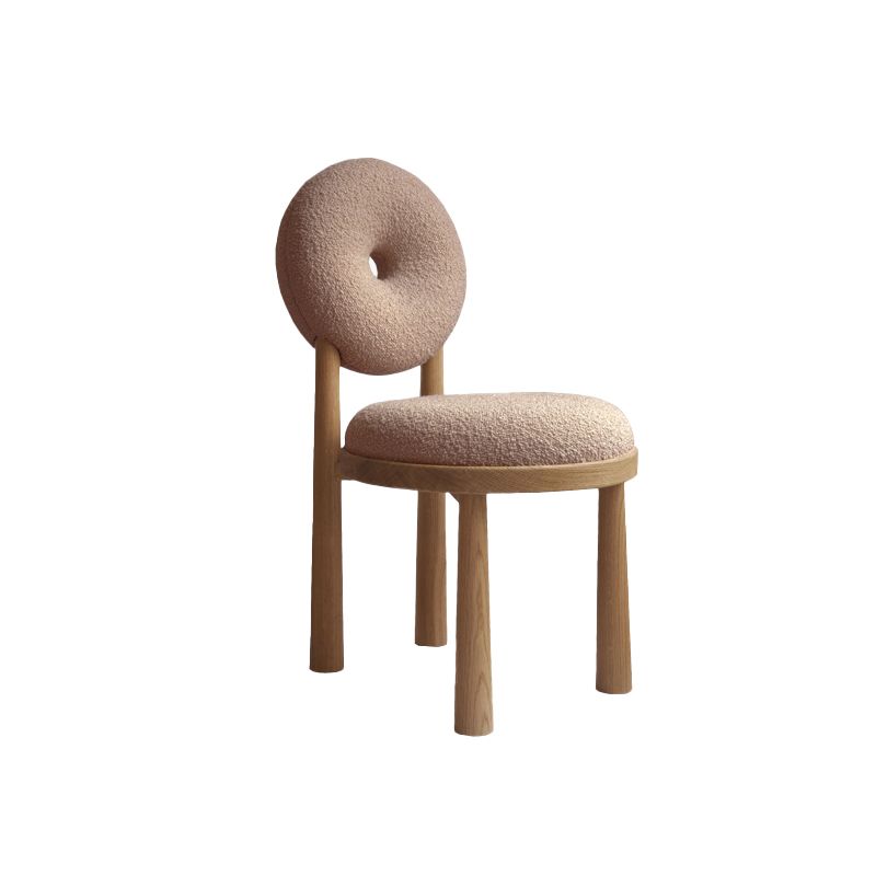 Tight Back Armless Chair Wood Frame Wool Accent Chair with Four Legs