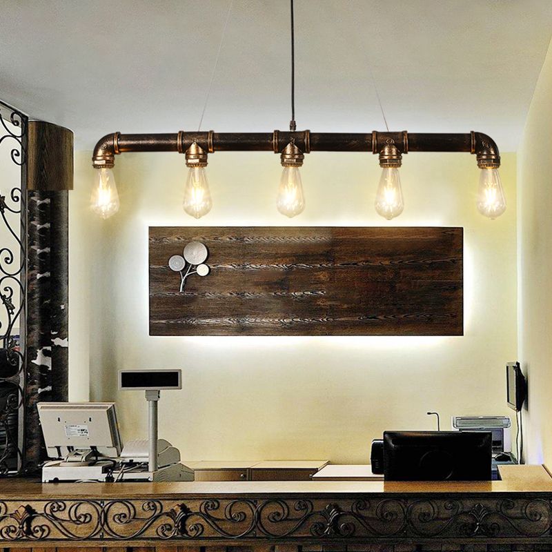 Metal Bare Bulb Island Lighting Freeture Style Industrial Restaurant Isola Penderant Light