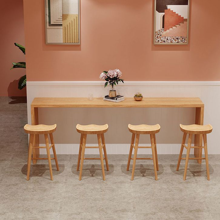 Modern Rectangle Solid Wood Bar Table Set 1/2/5/9 Pieces Counter Table with High Stools