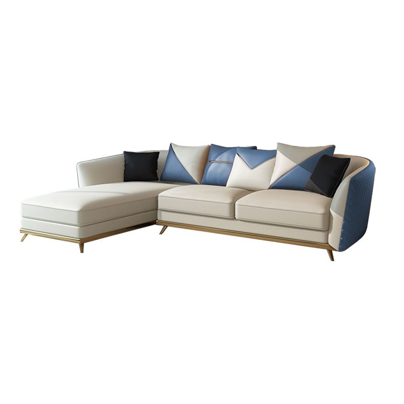 Leather Tuxedo Arm Sectional Sofa 29.53"High Modern Cushion Back Sofa