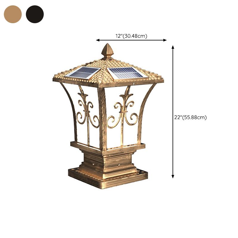 Drum Shape Metal Outdoor Lamp Modern Style 1 Light Solar Pillar Lights