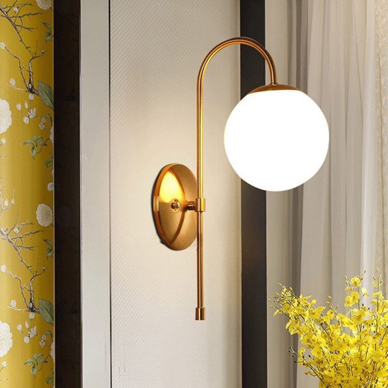 Single Golden Modernism Wall Mounted Sconce Glass Shaded Wall Light for Foyer