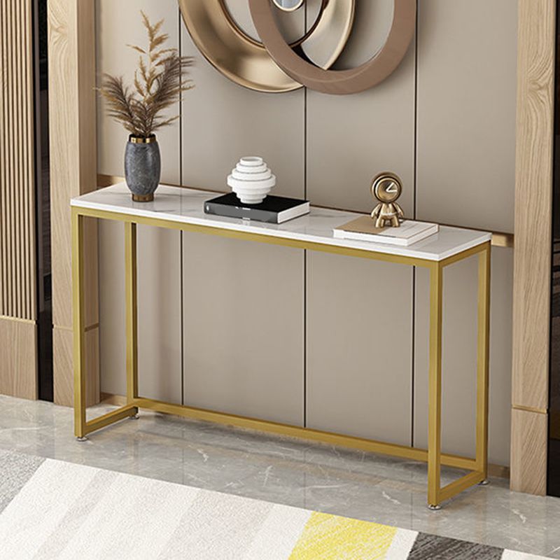 Trestle Legs 41.33" H Table Stone Rectangle Console Accent Table