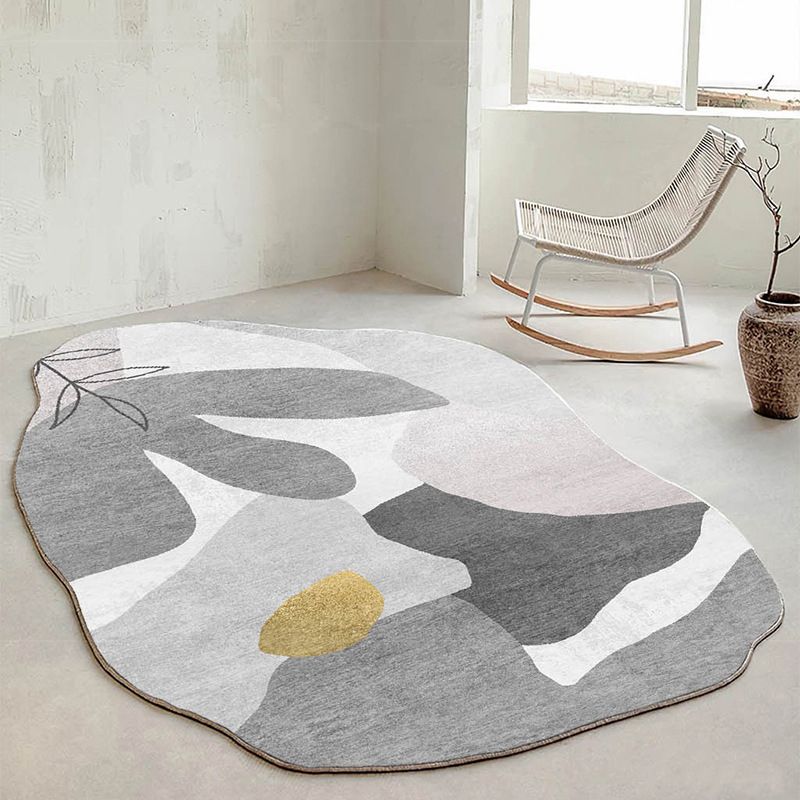 Novelty Color Block Carpet Casual Polyester Rug Non-Slip Backing Area Rug for Living Room