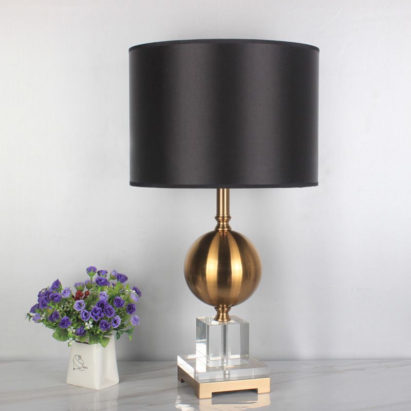 1 table de cylindre de tête Lumière modernisme en tissu lampe de lecture en or pour la salle à manger