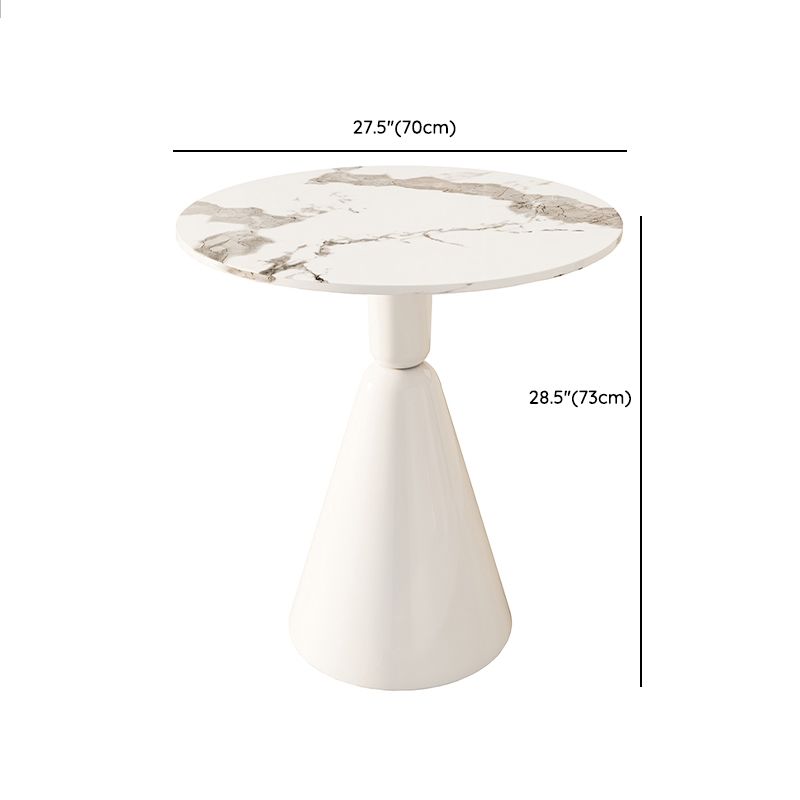 Round Dining Table Set with White Chairs 1/2/3/4 Pieces Stone Dining Set for Home