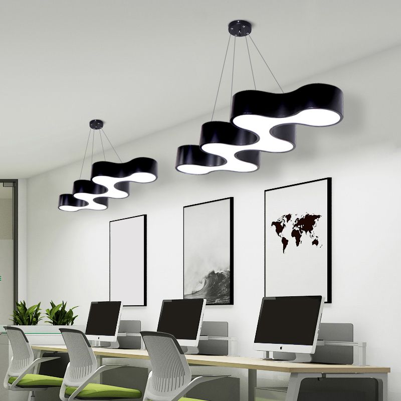 Wave Shaped LED Suspension Light Modern Acrylic Meeting Room Chandelier Lighting